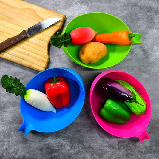 Plastic Rice Bowl Food Strainer Drain Basket with Handle for Rice, Fruits, Vegetables and Pulses Set of 3