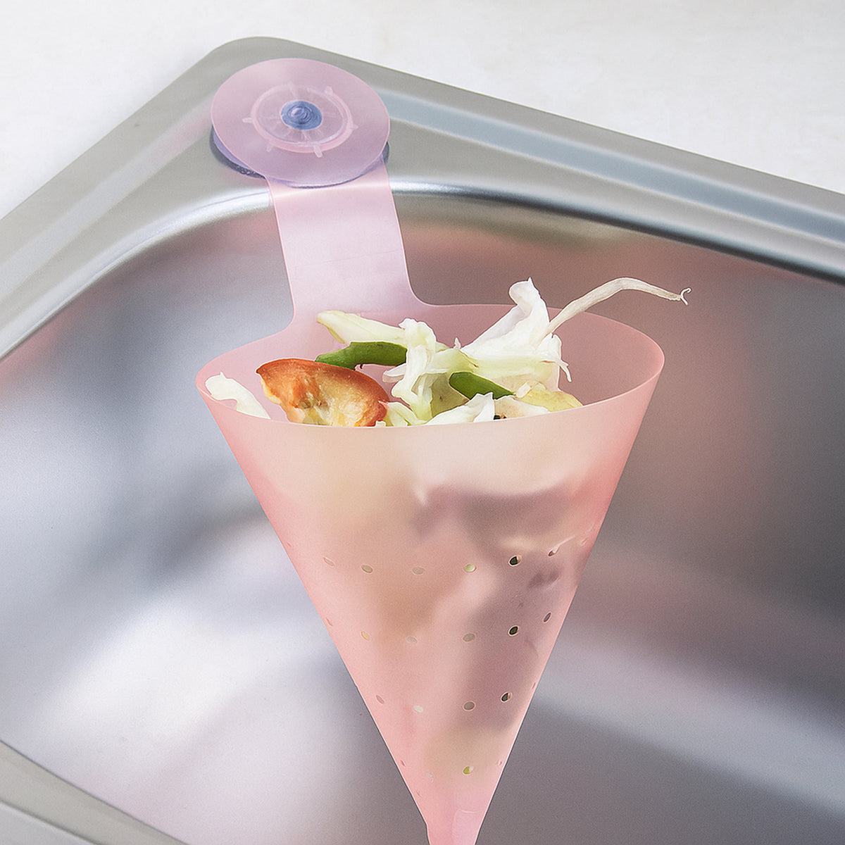 Multipurpose Hanging Sink Corner Strainer With Suction Cup (1 Pc) Space-Saving | Quick-Drain | Washable & Reusable Kitchen Sink Organizer