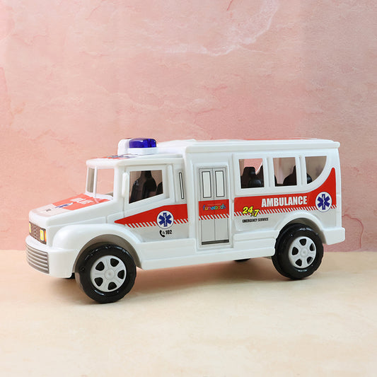 Funwoods Friction Powered Ambulance Toy For Kids (1 Pc) Realistic 24x7 Emergency Rescue Vehicle | Smooth Wheels & Durable Body | Age 3+