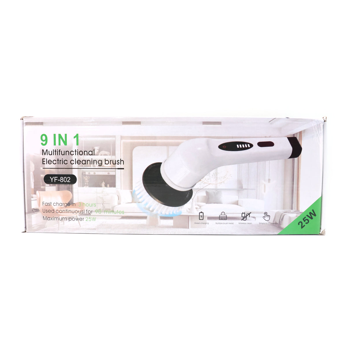 9-in-1 Electric Spin Scrubber - (1 Set) Cordless Rechargeable Power Cleaning Brush | 2-Speed | Water-Resistant | Whole-Home Deep Cleaning