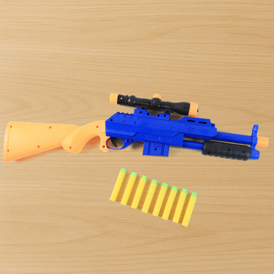 Shot Air Gun Toy with Scope and 8 Soft Foam Bullets – Manual Pump Action Rifle Blaster for Kids Indoor and Outdoor Target Practice (1 Set)