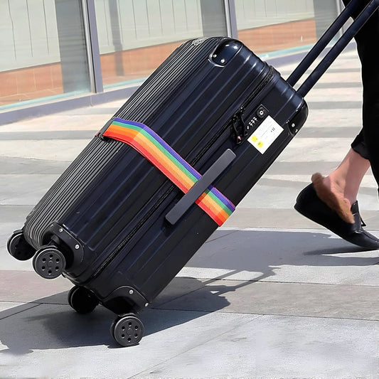 Heavy-duty Rainbow Webbing With 3-digit Code Lock | 3-Digit Code Lock • Adjustable Length • Suitcase Security & Easy Identification | 1 Pc