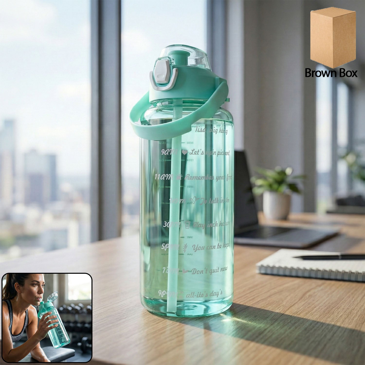 2 Litre Large Capacity Leakproof Sports Water Bottle with Straw, Flip –  WishMe Store