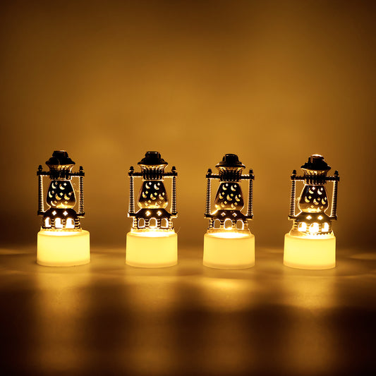 Mini Lantern-style Flameless Led Tealights - (4 Pc) Warm Yellow Flickering Light for Home Dรฉcor, Festivals, Weddings, Parties & Events
