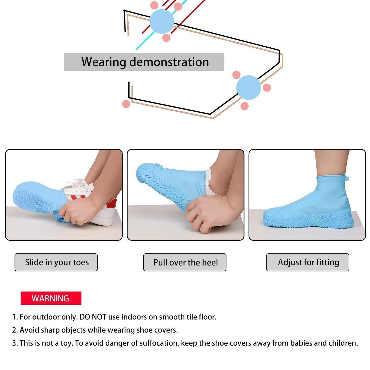 Silicon Reusable Anti-Skid Waterproof Boot Cover (Pack of 2 Pairs)
