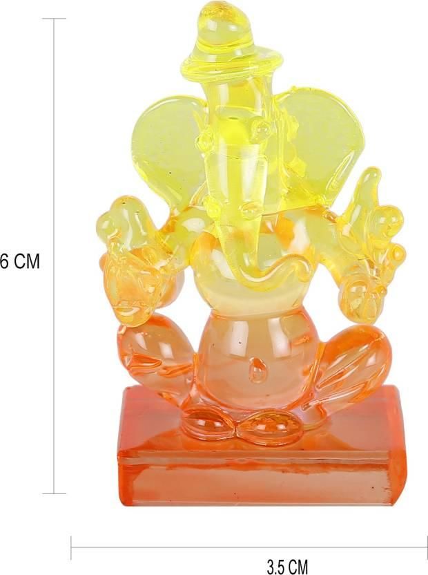 Twin Side Facing Ganesh Decorative Showpiece with Shivling Design | Crystal Multicolor – 6 cm