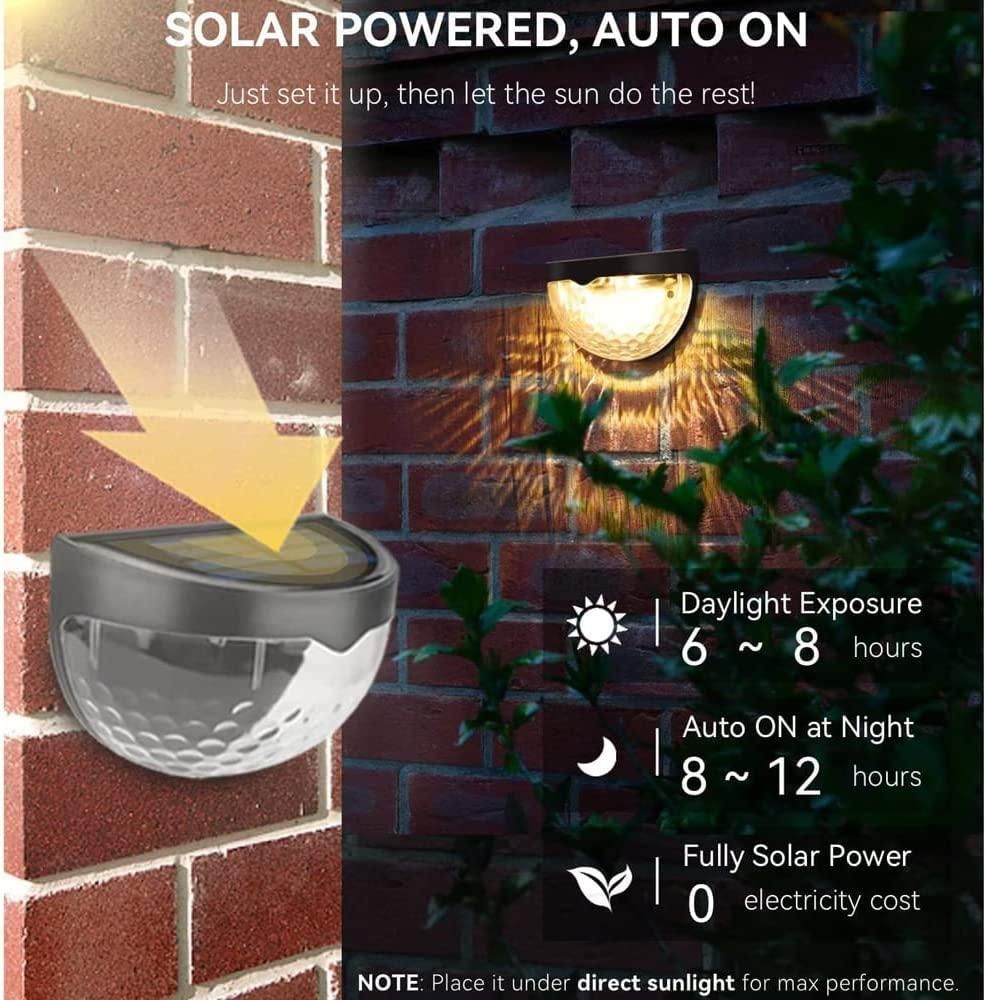 Solar Fence Lights – Pack of 4 | Modern Outdoor Wall & Path Lights (Solar Powered, Waterproof)
