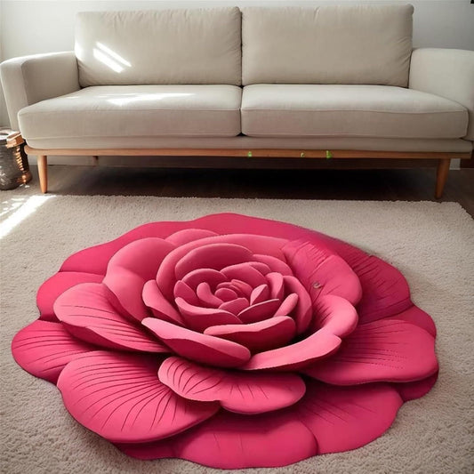 Floral Plush & Diatomaceous Earth Floor Mat – 3D Flower Design, Pack of 2