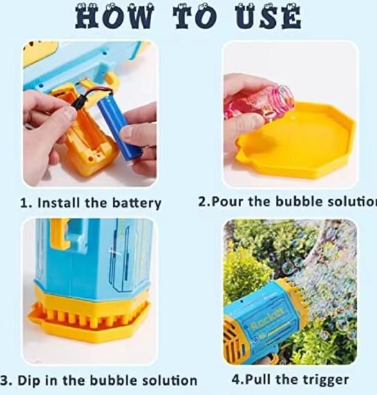 Bubble Gun Machine for Kids | Automatic Soap Bubble Blower Toy | Fun Outdoor Play | Bubble Guns & Bubble Solution | Pack of 1