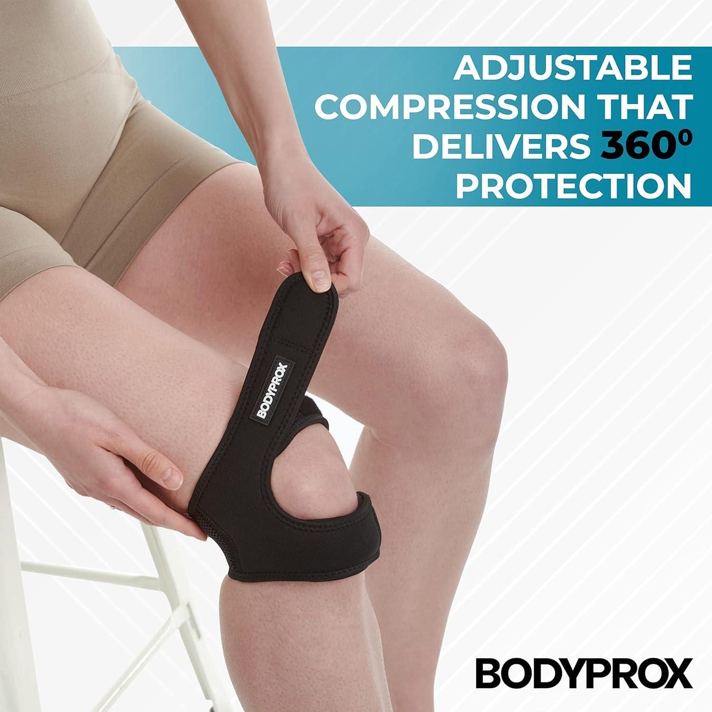 Knee Pain Relief Adjustable Neoprene Knee Strap, Patella Support Pack of 2