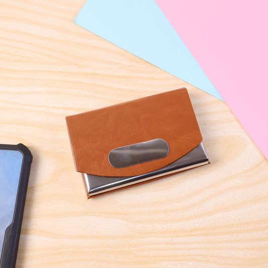 Leather Stainless-steel Business Card Holder (1 Pc)