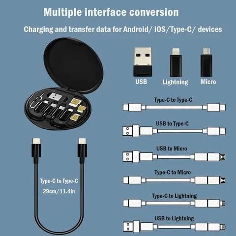 Fast Charging Travel Cable Set – All-in-One Compact Power Solution