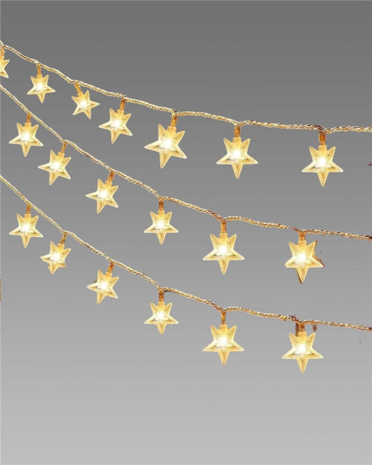 Serial String Star Lights for Decoration - 16 LED Star Fairy Lights Waterproof