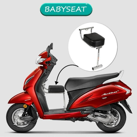Portable Baby Seat for Scooters – Premium Leather & Stainless-Steel Safety Seat with Side Footrest Guard | Compatible with Ola, Activa, Jupiter, TVS iQube & More (Pack of 1)