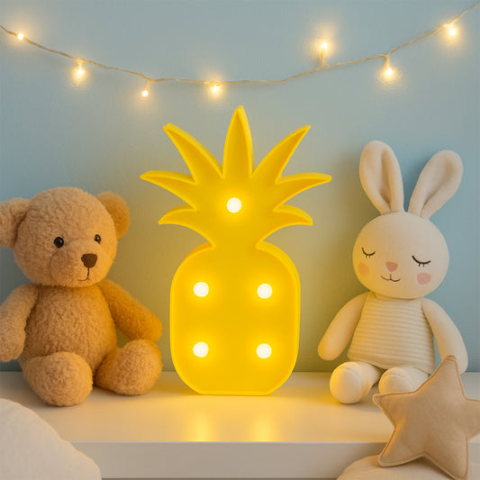 Pineapple Shaped LED Decorative Night Light Battery Operated Marquee Lamp for Kids Room Bedroom Party Home Decoration Wall and Table Decor