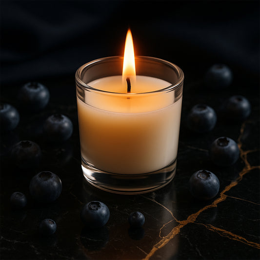 Inlief Blueberry Soy-blend Votive Candle Glass 50 Gm (1 Pc) Hand-Poured Aromatherapy Candle in Clear Glass | Cozy Fragrance • Clean Burn • Gift-Ready