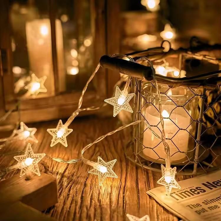 Serial String Star Lights for Decoration - 16 LED Star Fairy Lights Waterproof
