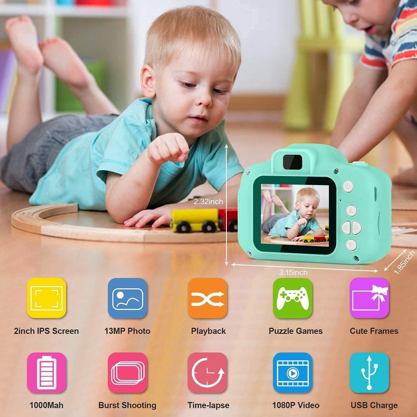Digital Video Camera for Kids 3MP 1080P | Mini Kids Camcorder with Image Stabilization, Fun Toy Camera with 2MP Photo Resolution | Educational Gift for Children