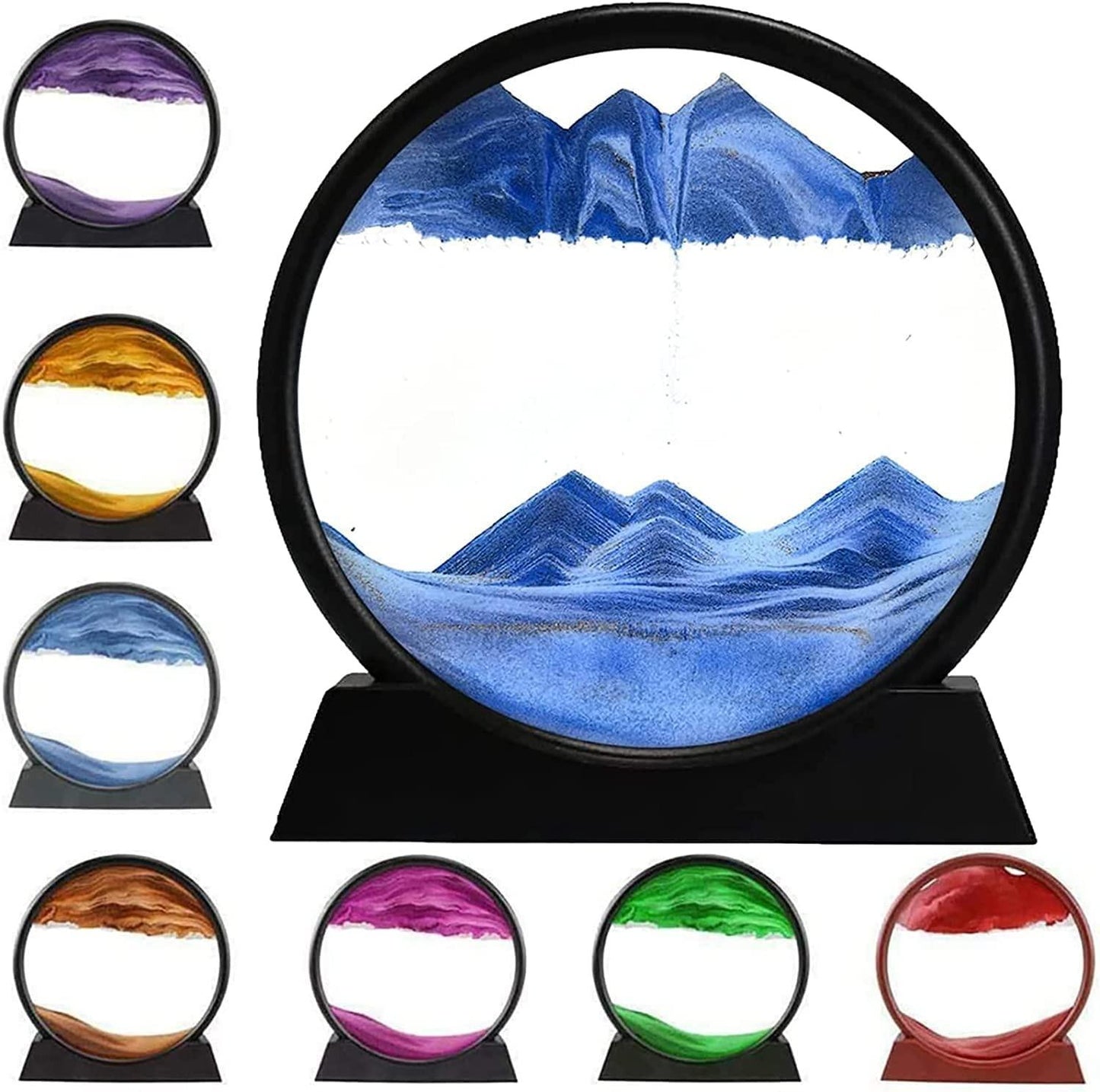 3D Deep Sea Moving Sand Art | Relaxing Kinetic Sandscape Art Table Décor | Glass & Heavy Plastic Dynamic Sand Painting for Home & Office (30.5 x 30.5 x 5.1 cm)