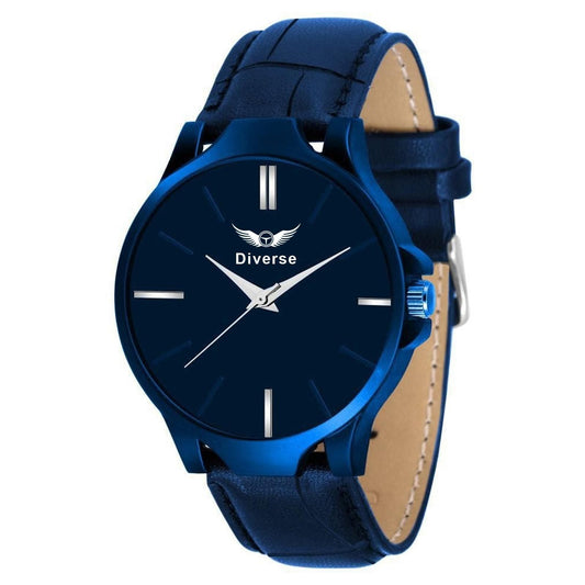 Men’s Analog Leather Watch (Blue Dial) – Timeless Elegance, Everyday Strength