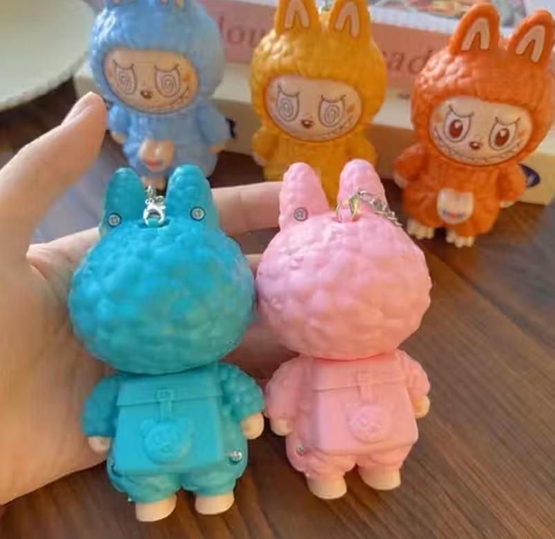 Labubu Keychain | Cute Face-Changing Cartoon Anime Keyring | Desktop Decoration, Backpack Charm & Car Hanging Ornament | Surprise Party Gift (Assorted Color)