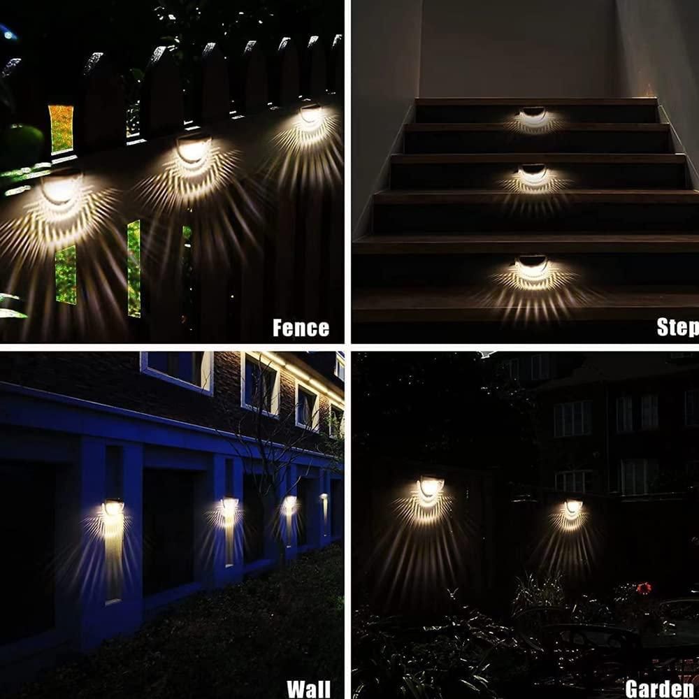 Solar Fence Lights – Pack of 4 | Modern Outdoor Wall & Path Lights (Solar Powered, Waterproof)