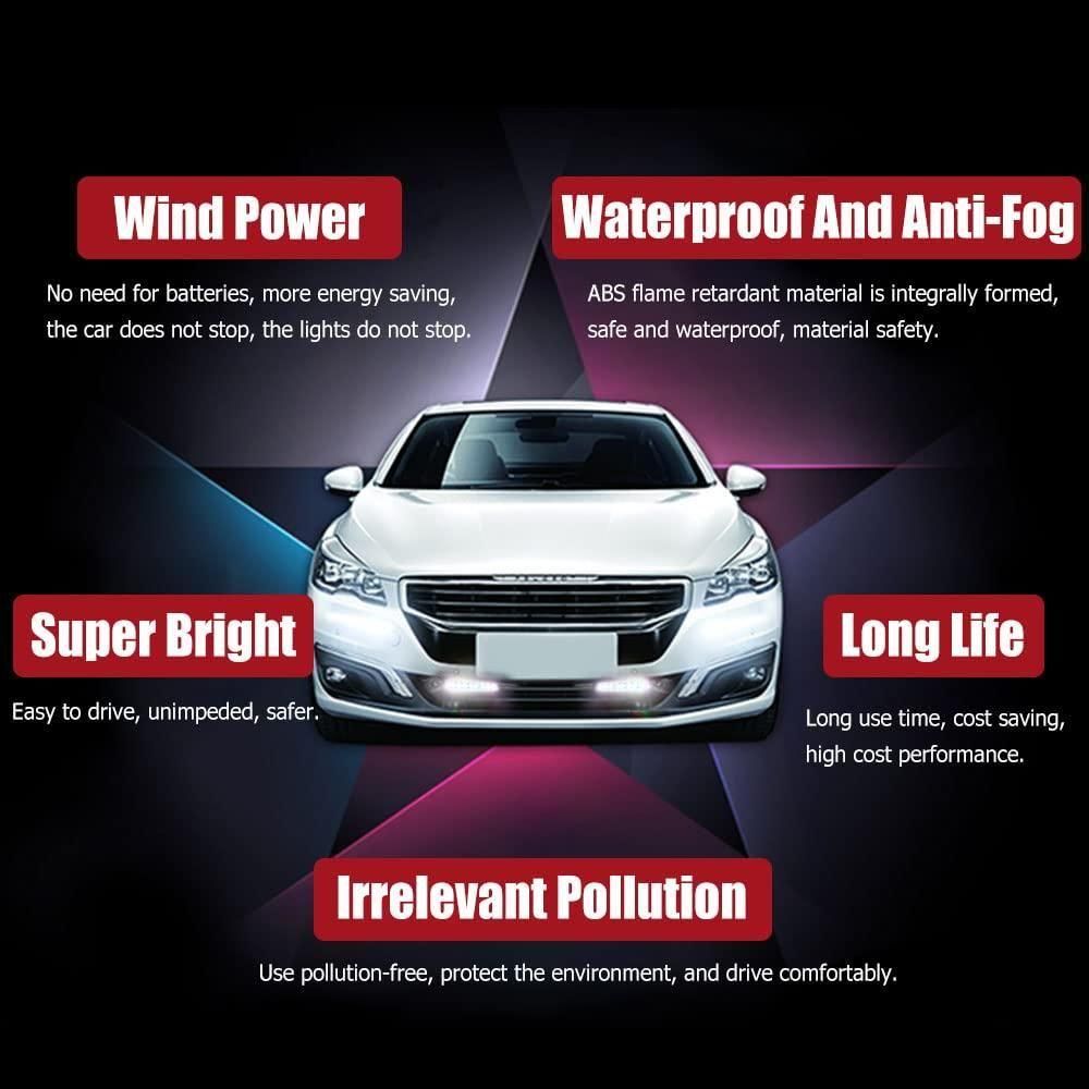 2 Pieces Car Wind Powered Daytime Running Light | White LED DRL