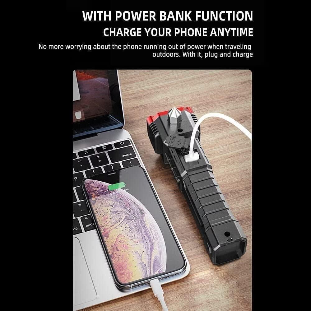 Portable Rechargeable Torch LED Flashlight | Multi-Function Safety Tool