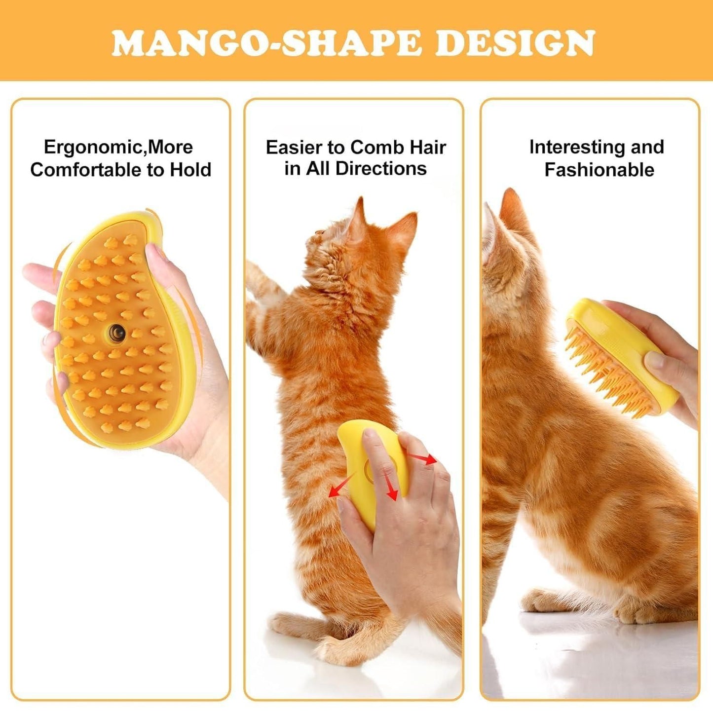 3-in-1 Steaming Pet Hairbrush | Grooming, Cleaning & Massaging Tool