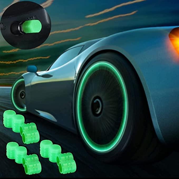 Valve Caps for Car & Bike Tires – Glow Radium Air Valve Caps (Pack of 8)