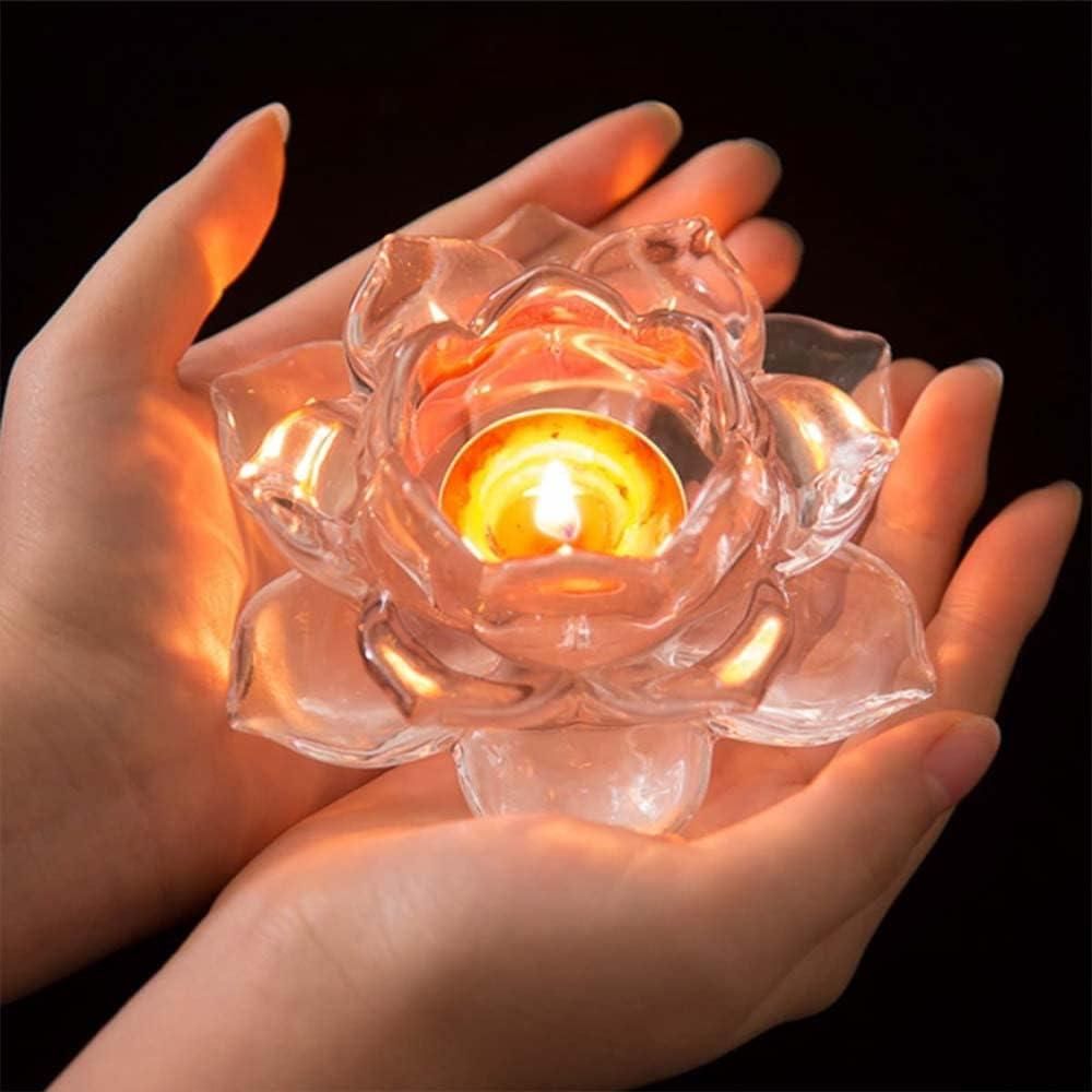 Glass Lotus Flower Tea Light Candle Holder – Transparent Glass Diya Holder