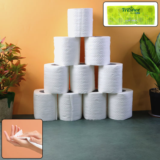 Toilet Tissue Rolls - Soft Embossed Bathroom Tissue - 220 Sheets x 10 Rolls