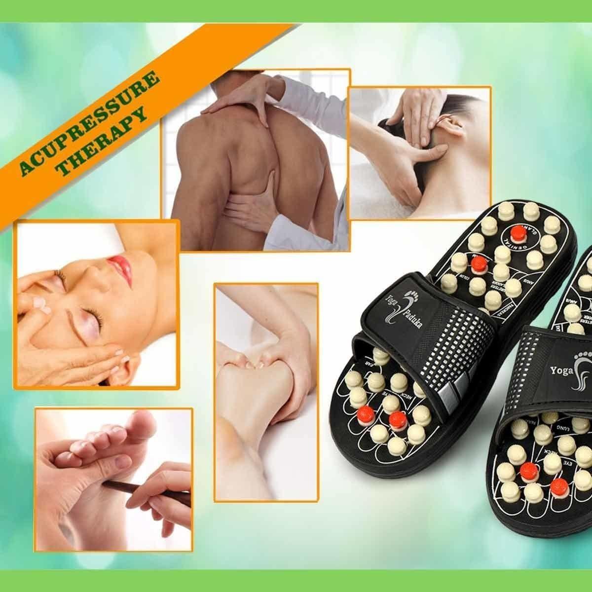 Acupressure & Magnetic Therapy Paduka Slippers for Men & Women | Full Body Blood Circulation, Pain Relief, Reflexology Foot Massager Sandals