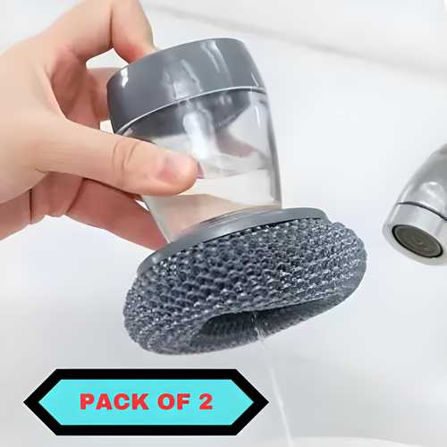 Kitchen Soap Dispensing Palm Brush – Pack of 2 | Multicolor
