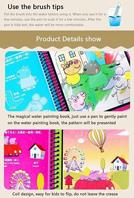 Reusable Magic Water Quick Dry Book for Kids | 4 Books Set with Water Pen | Multi-Color