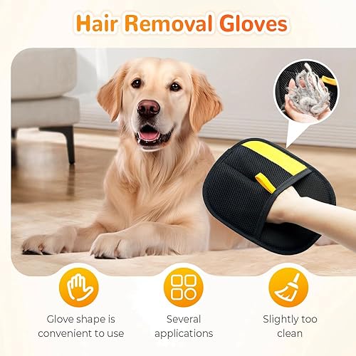 Pet Hair Removal Gloves  Double-Sided Grooming & Deshedding Pack of 2