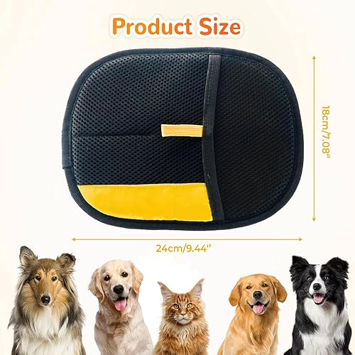 Pet Hair Removal Gloves  Double-Sided Grooming & Deshedding Pack of 2