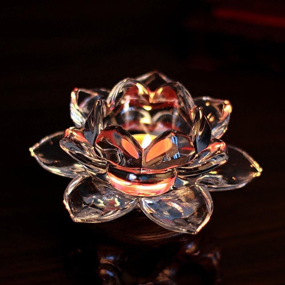 Glass Lotus Flower Tea Light Candle Holder – Transparent Glass Diya Holder
