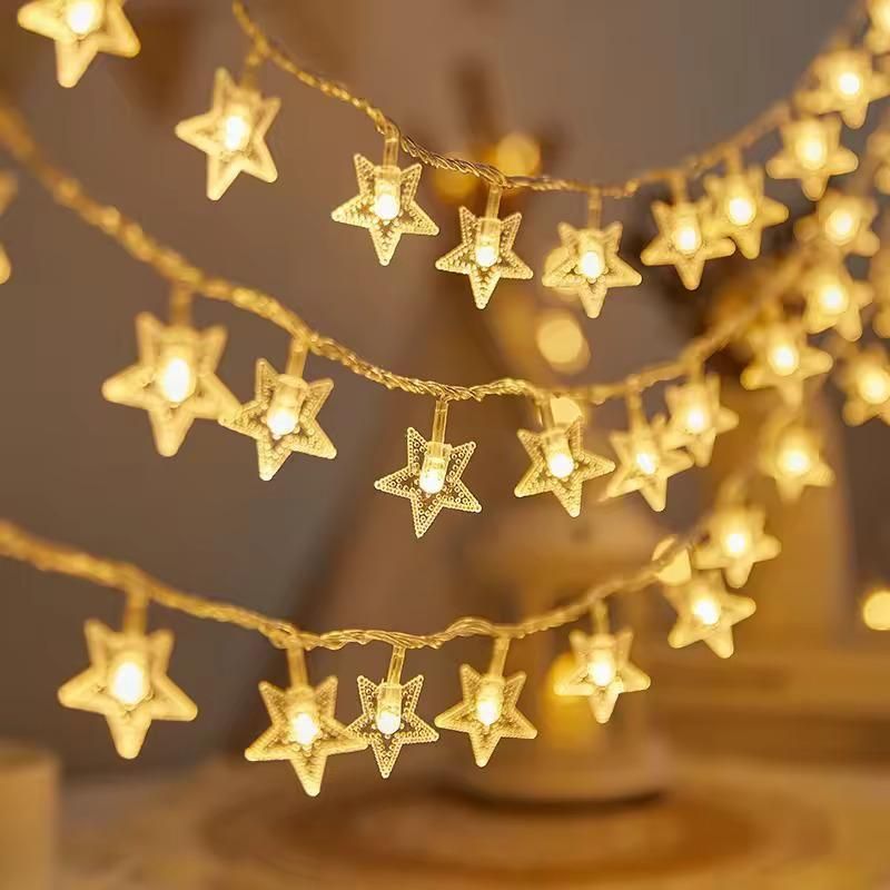 Serial String Star Lights for Decoration - 16 LED Star Fairy Lights Waterproof