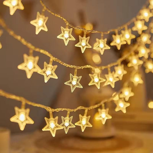Serial String Star Lights for Decoration - 16 LED Star Fairy Lights Waterproof
