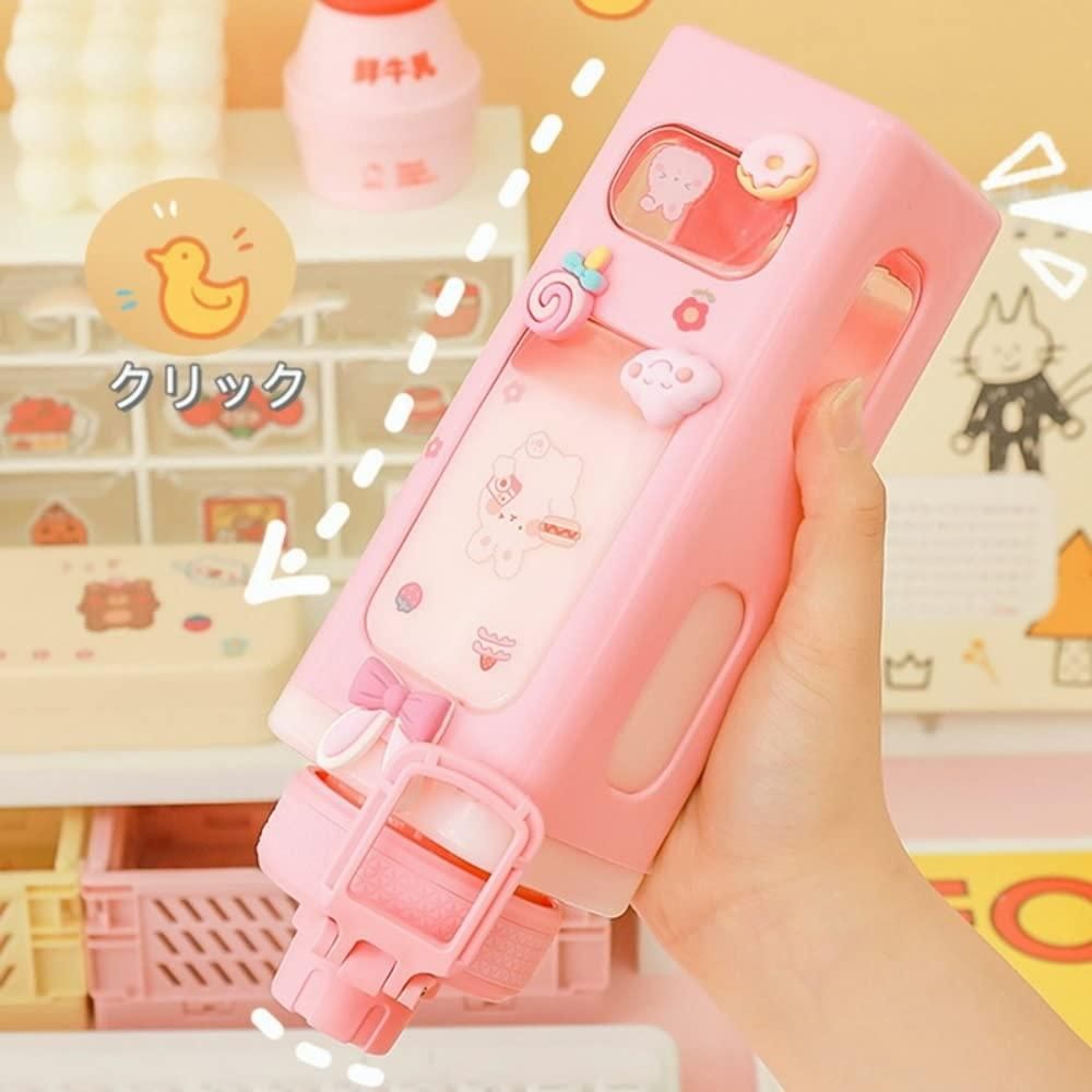 700ml Kawaii Water Bottle with Lid & Straw | Leak-Proof Cute Drinking Bottle for Kids & Adults | Reusable Portable Bottle for Water, Juice, Milk, Tea | Pack of 1