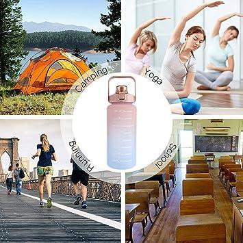 3 Pack Motivational Water Bottles Set with Time Marker & Straw | Leak-Proof BPA-Free Plastic Bottles for Kids & Adults | Portable Gym, School, Office, Outdoor Bottle Combo