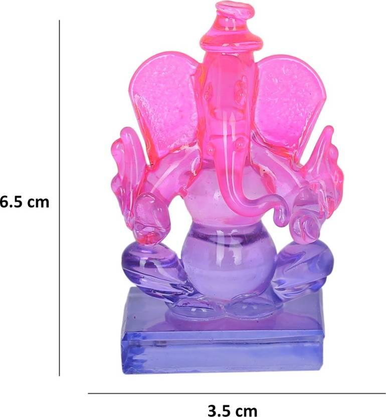 Twin Side Facing Ganesh Decorative Showpiece with Shivling Design | Crystal Multicolor – 6.5 cm