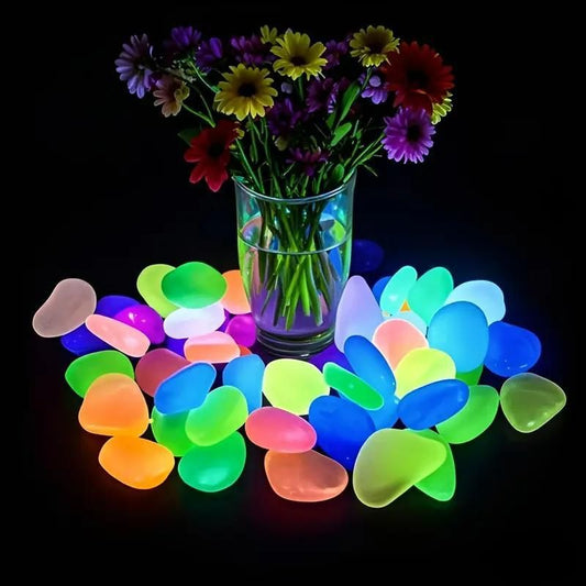 Artificial Mixed Color Glow Stones 100pcs| Fluorescent Decorative Rocks
