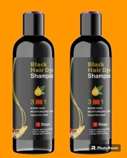 Unisex Instant Black Herbal Hair Dye Shampoo | 3-in-1 Grey Hair Coverage | Natural Herbal Extracts | 100ml Each (Pack of 2)