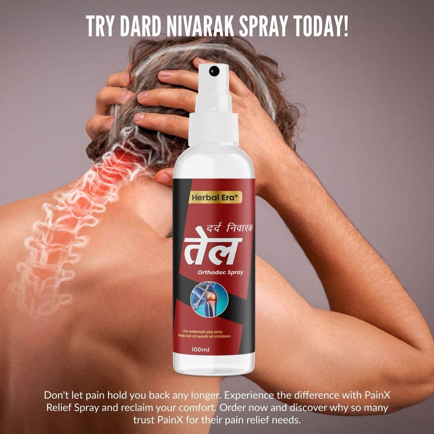Herbal Era Dard Nivarak Spray Tel 100ml (Pack of 2) | Natural Pain Relief Oil Spray | Fast-Absorbing, Non-Greasy Formula with 25 Herbal Ingredients