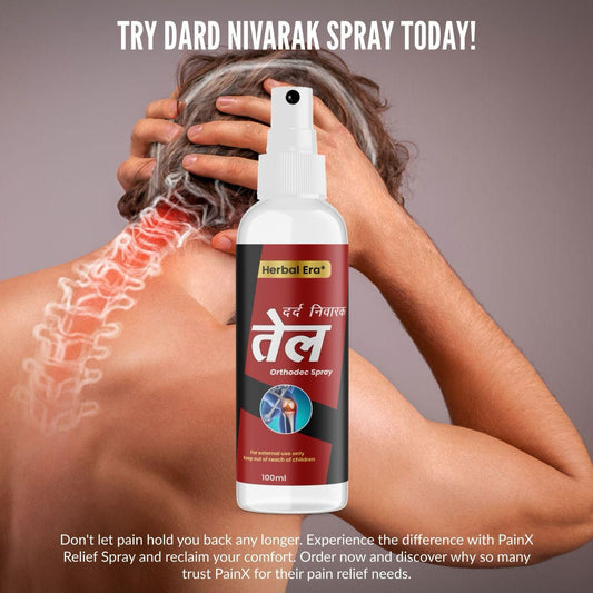 Herbal Era Dard Nivarak Spray Tel 100ml (Pack of 2) | Natural Pain Relief Oil Spray | Fast-Absorbing, Non-Greasy Formula with 25 Herbal Ingredients