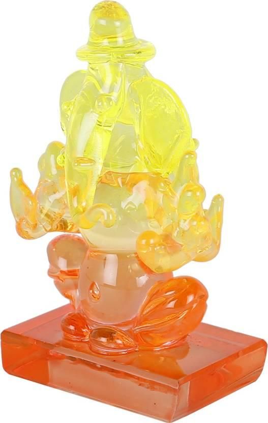 Twin Side Facing Ganesh Decorative Showpiece with Shivling Design | Crystal Multicolor – 6 cm
