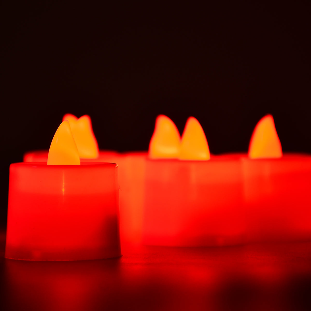 Red Flameless LED Tealight Candles | Smokeless Decorative Tea lights (Pack of 24)