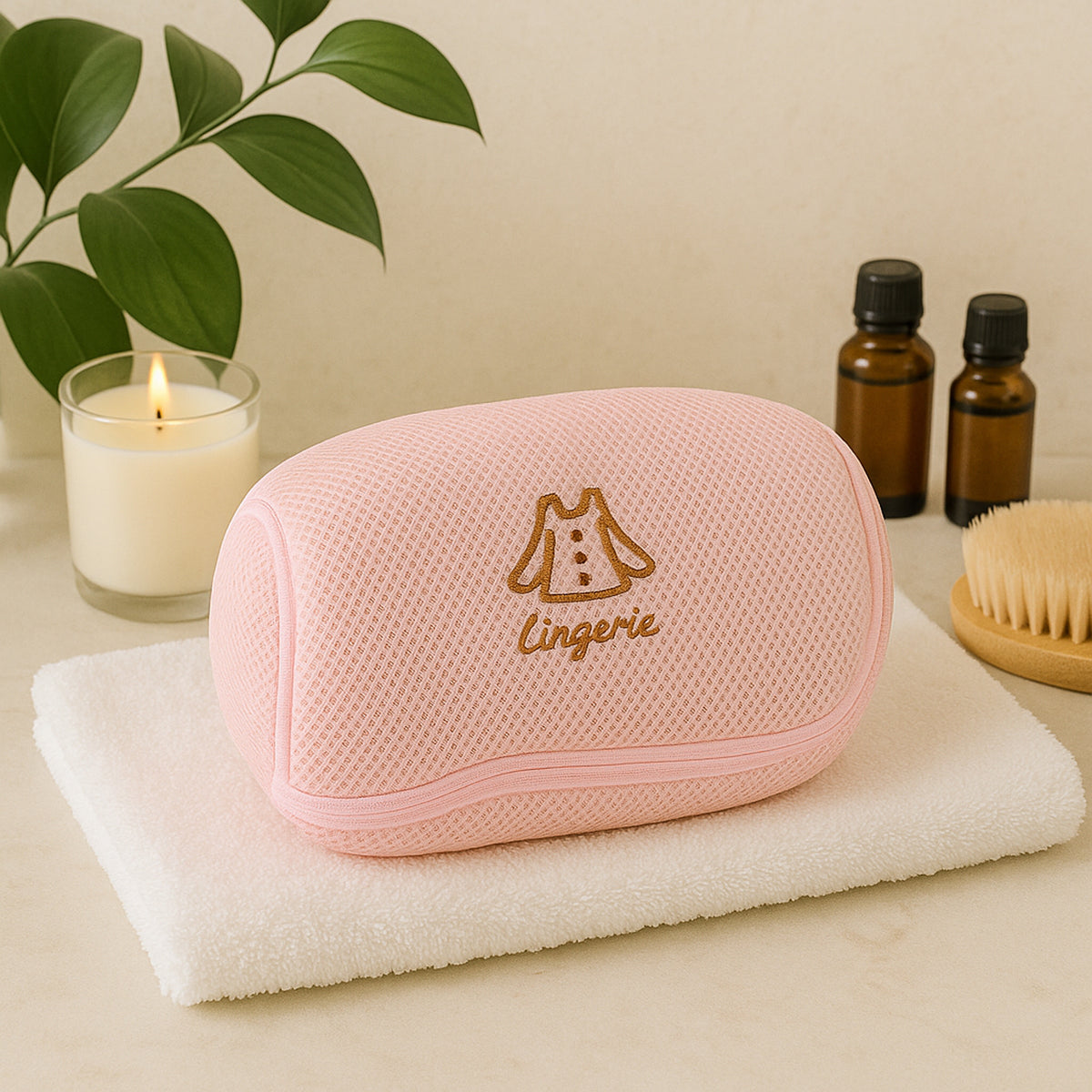 Premium Lingerie bra Laundry Wash Bag - (1 Pc) 3D Air-Mesh Protective Pouch with Zip & Cushioning | Prevents Deformation, Snags & Tangling